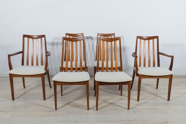 Mid Century Teak and Fabric Dining Chairs by Leslie Dandy for G