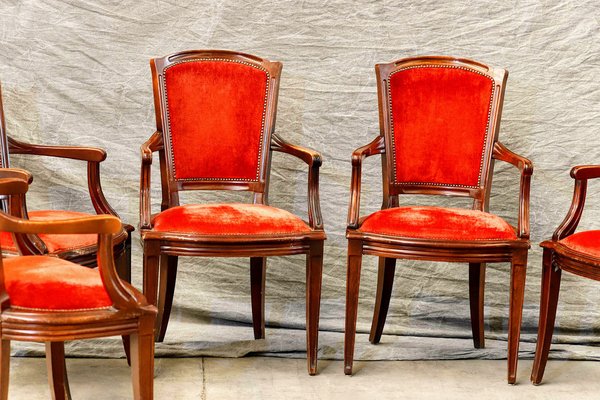 Red dining chair online with arms