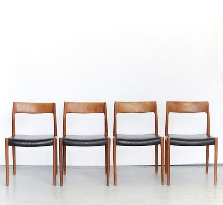 Mid-Century Model 77 Teak Dining Chairs by Niels Otto Møller for J.L.  Møllers, 1960s, Set of 4