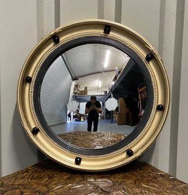 Miroir Convexe avec Décoration Dorée, 19ème Siècle en vente sur Pamono