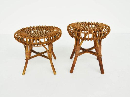 Italian Bamboo Stools 1968 Set of 4 for sale at Pamono