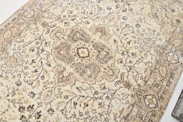 Tapis En Laine Blanc Traditionnel Vintage Fait Main Grand 192x139cm