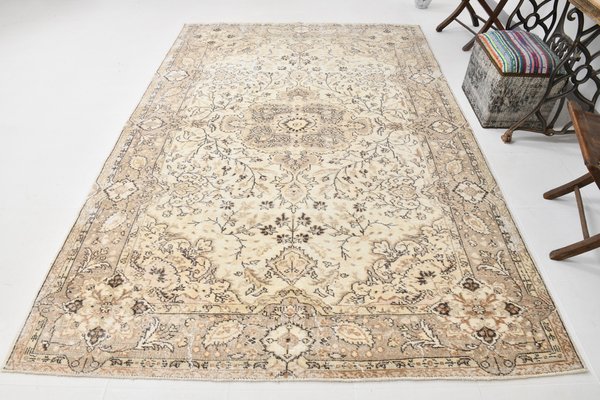Grand Tapis Oriental Vintage Hamedan 266x95cm – Laine Fait Main, Motif Géométrique