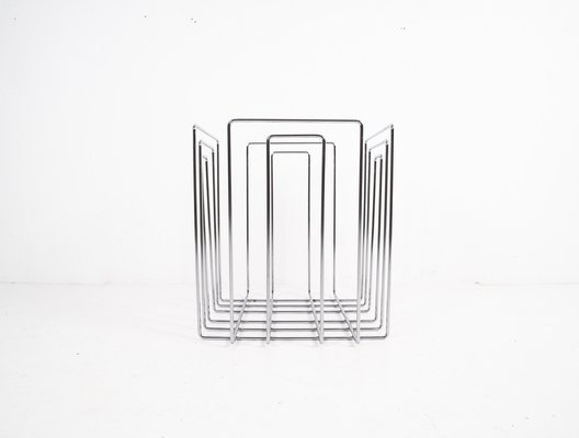 Vintage Chrome-Plated Magazine Rack in the of Style Willi Glaeser