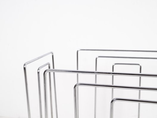 Vintage Chrome-Plated Magazine Rack in the of Style Willi Glaeser