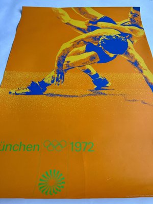 Munich Olympic Games Mens Wrestling Poster by Otl Aicher, 1972 for