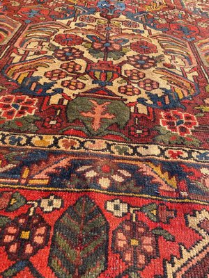 Tapis Persan Ancien Design Bakhtiar Avec Motif étoilé Noir Et Orange Vers Les Années 1930