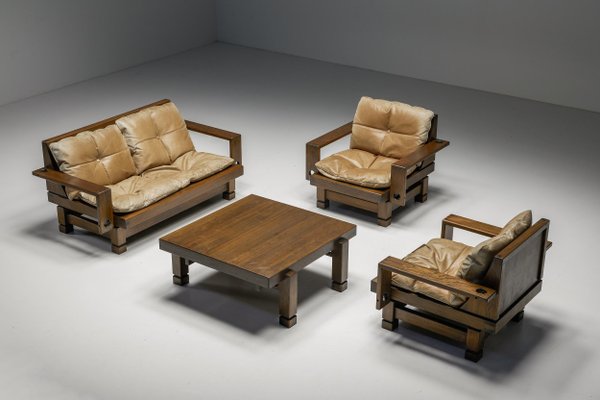 Wooden sofa with leather cushions deals