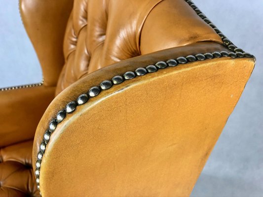 Yellow leather wingback chair sale