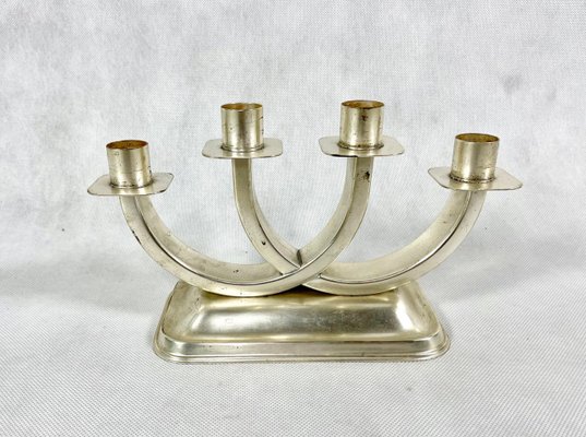 Art Deco Silver Plated Candleholder from Quist, Esslingen, 1950s for sale at Pamono