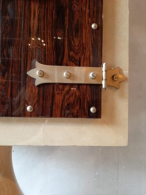 Mid-Century Goatskin Parchment Two Door Cabinet Mid-Century Goatskin Parchment Two Door Cabinet