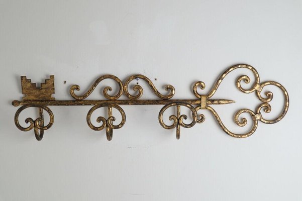 Hollywood Regency Gold Key Coat Rack for sale at Pamono