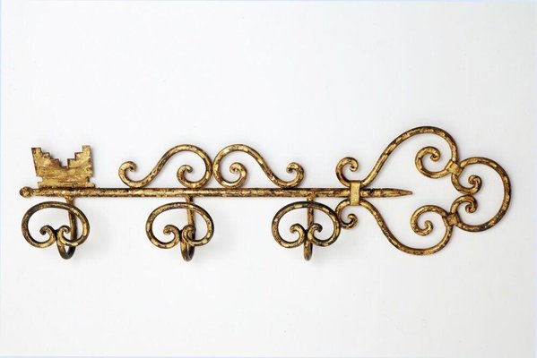 Hollywood Regency Gold Key Coat Rack for sale at Pamono