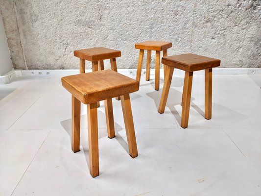 Pine Stools by Charlotte Perriand for Les Arcs, 1960s, Set of 4 for sale at  Pamono
