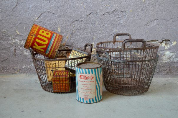 Industrial Metal Basket, 1940s for sale at Pamono Industrial Metal Basket, 1940s for sale at Pamono