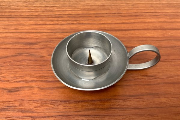Petit Bougeoir à Main En étain - Charme Vintage, Hauteur 12 Cm