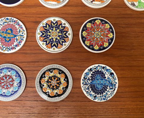 Vintage Greek Ceramic Handmade Coaster from Lito Niarchos, Set of 13 for  sale at Pamono