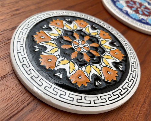 Famame 6er Set Leder-Untersetzer Mit Halter – Tribal Design, 10x10 Cm, Für Tassen & Gläser