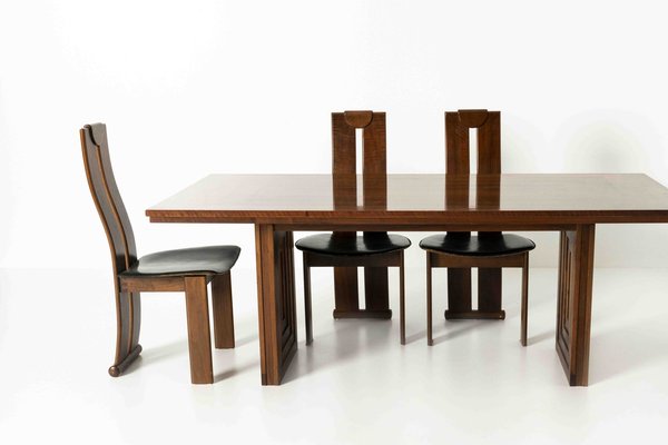 Walnut Dining Table for Mobil Girgi Italy 1970s for sale at Pamono