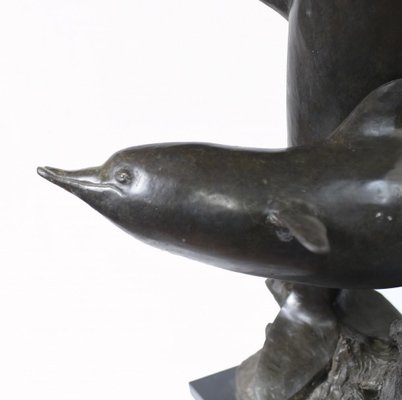 Vintage Bronze Dolphin Statue for sale at Pamono