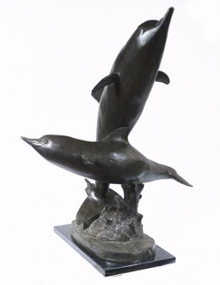 Vintage Bronze Dolphin Statue for sale at Pamono