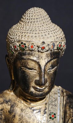 Statuette BOUDDHA SUR SOCLE ancienne, statue bouddha 19cm, stabus