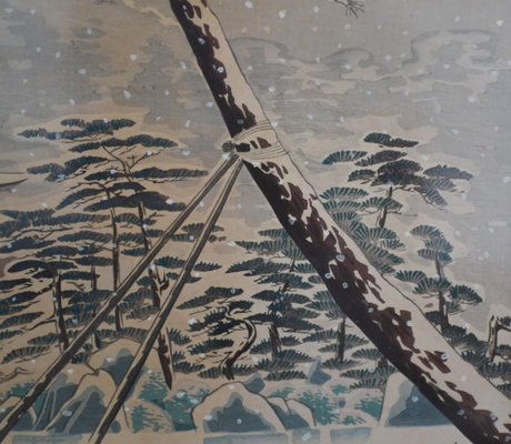 Japanese Pagoda & Mountain Scene, 1930s, Watercolour, Framed