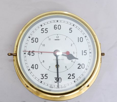 Antique Brass Maritime Wall Clock, 1930s for sale at Pamono