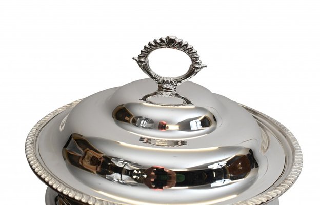 Art Deco Bain Marie Plated Lazy Susan Silver Plate Food Server for