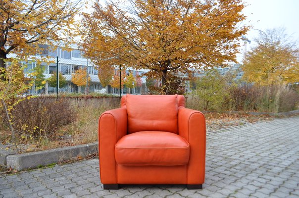 Italian Club Chair in Cognac Leather from Giovanni Sforza