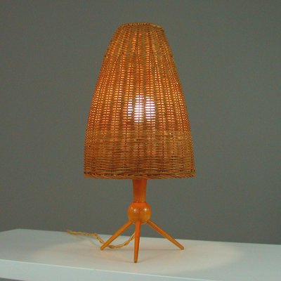 Vintage rattan table lamp deals