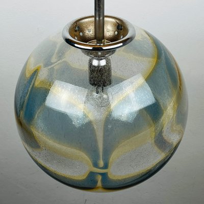 Mid-Century Italian Murano Art Glass Chrome Hand Blown Blue Swirl Lamp