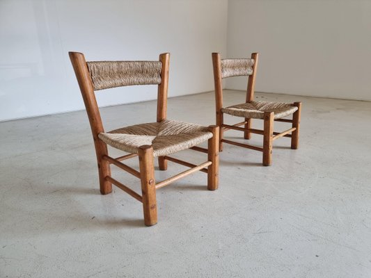 Mid-Century Pine Dining Chair in the style of Charlotte Perriand, France,  1960s for sale at Pamono