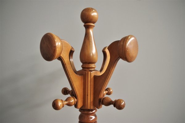 Turned Beech Wood Column Garment Rack, 1970s for sale at Pamono