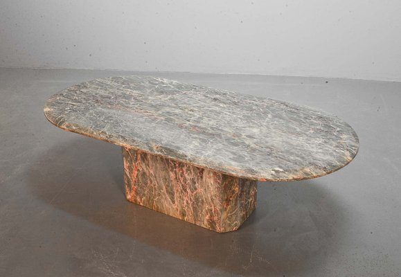 Table Basse Ovale en Marbre avec Plateau à Facettes en vente sur Pamono