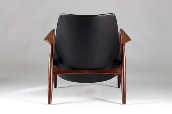 Black Leather Seal Chair By Ib Kofod Larsen For Ope Mobler