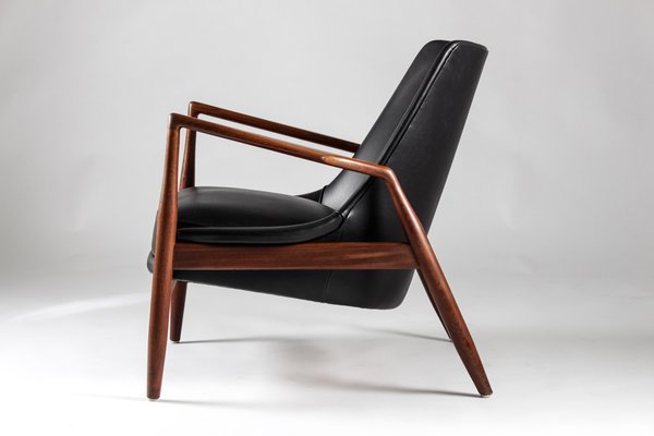 Black Leather Seal Chair By Ib Kofod Larsen For Ope Mobler