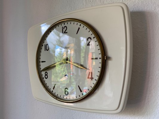 Mechanical Ceramic Wall Clock from Junghans, Germany, 1950s for