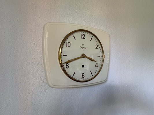 Reloj de pared mecánico de cerámica de Junghans, Germany, años 50