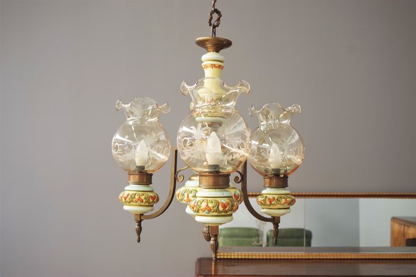 Bassano Ceramic Suspension Chandelier 1950s