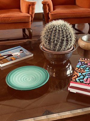 Mid-Century Green Ceramic Plate Centerpiece by Giuseppe Mazzotti