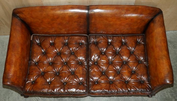 Chesterfield HOWARD & SON'S RESTORED BROWN LEATHER CHESTERFIELD CHESTERBED WALNUT FRAMED 