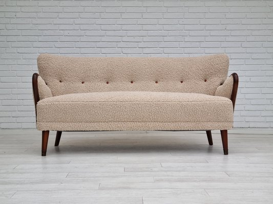 Ambitiøs vandring halvkugle 3-Seater Sofa in Lambskin Imitation by by Alfred Christensen for Slagelse  Møbelværk, 1950s for sale at Pamono