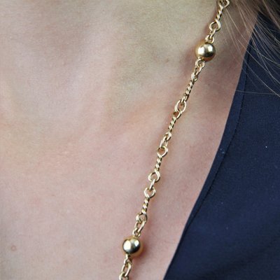 Collana Con Tormaline, Perle E Palline In Oro Giallo - Sari Gold - Foto 9