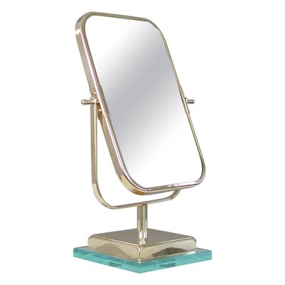 Italian Double Sided Table Mirror In Brass And Glass By Gio Ponti 1950s For Sale At Pamono