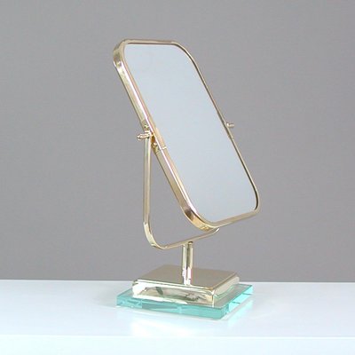 Italian Double Sided Table Mirror In Brass And Glass By Gio Ponti 1950s For Sale At Pamono