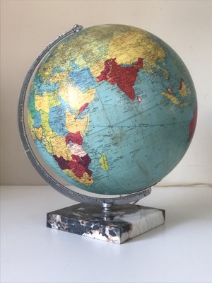 Grand Globe Terrestre en Verre et Marbre, 1962