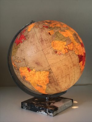 Grand Globe Terrestre en Verre et Marbre, 1962