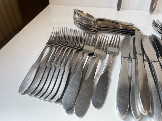 Mitra Stainless Cutlery Set for 12 from Georg Jensen, 1960s, Set