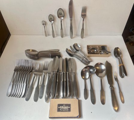 Mitra Stainless Cutlery Set for 12 from Georg Jensen, 1960s, Set
